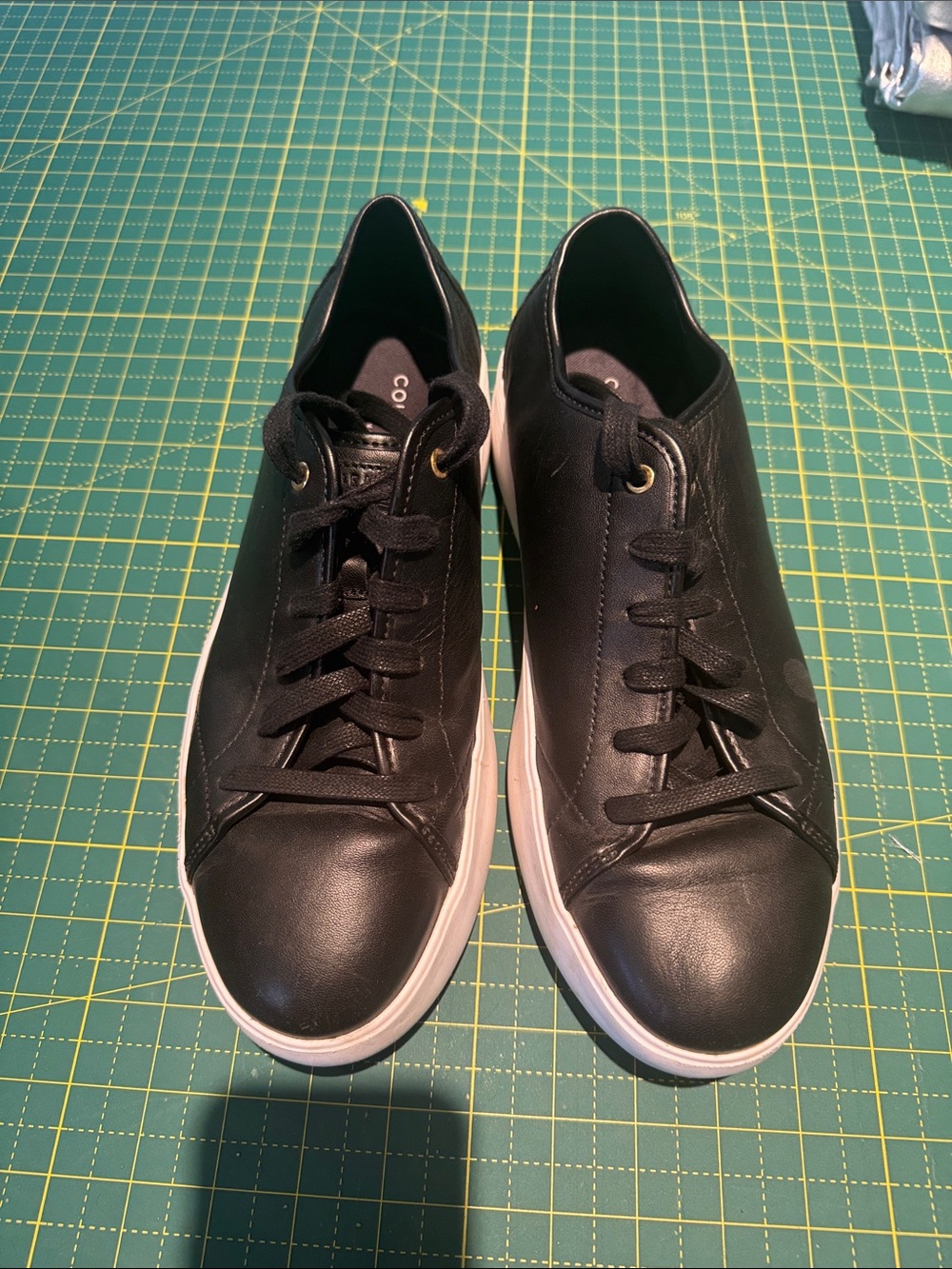 Cole Haan Black Leather Low-Top Sneakers with White Sole